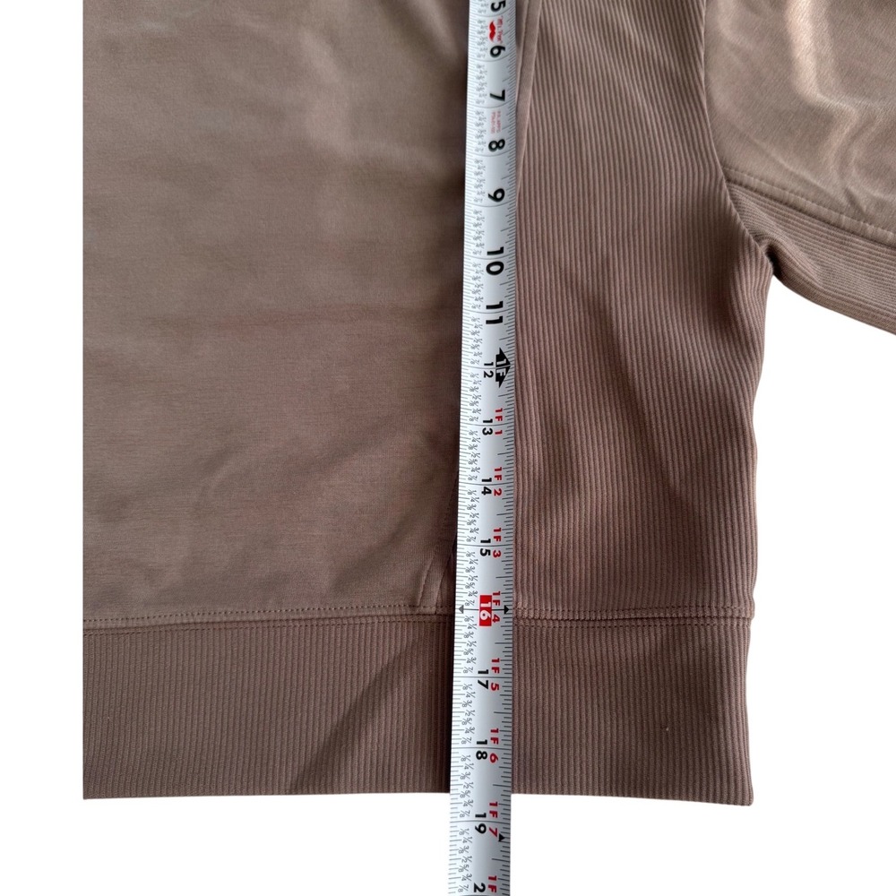 Athleta Seasoft Rib Crewneck Sweatshirt XS Taupe Modal Blend Lounge Athleisure - Picture 7 of 8